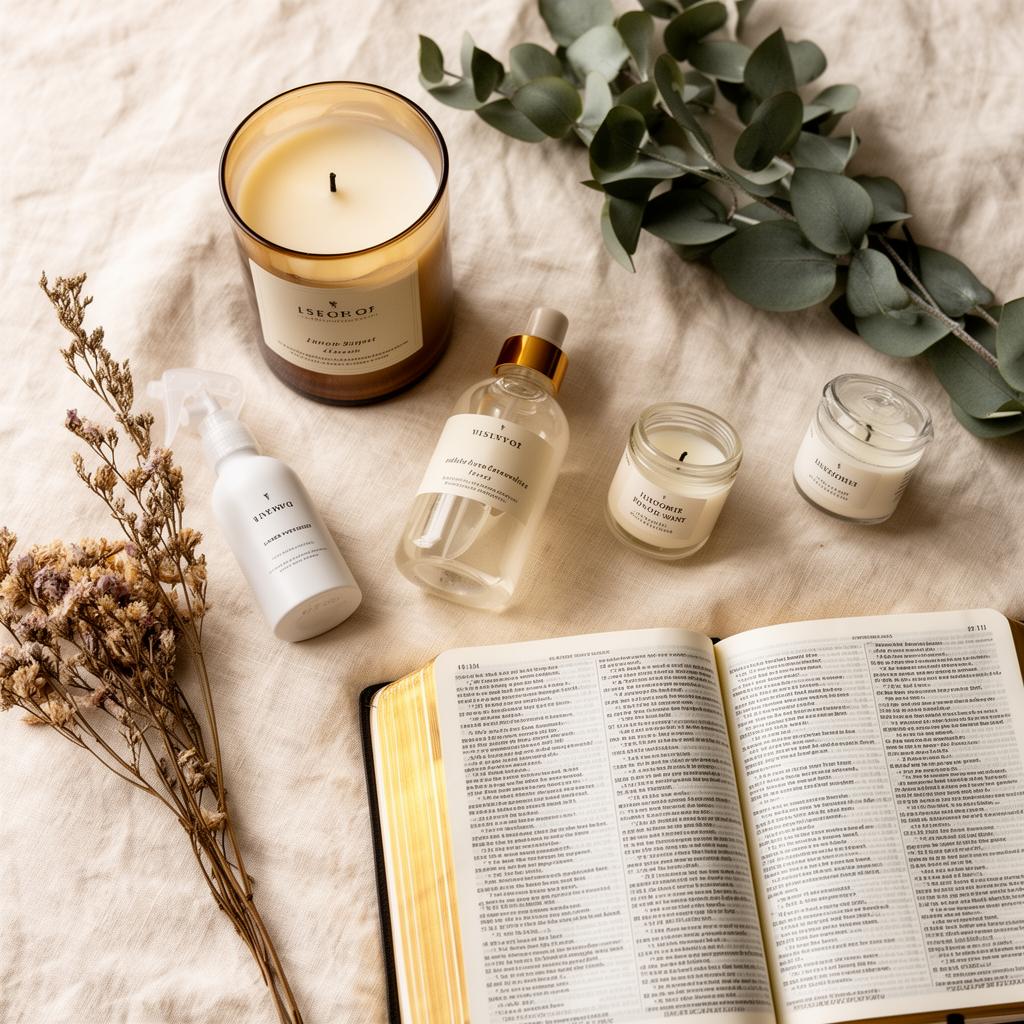 Faith-inspired wellness flat lay